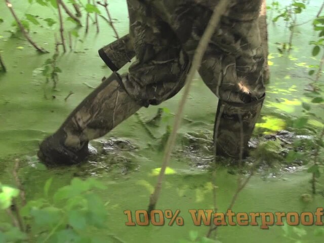 Men's Guide Gear® Waterproof 800 gram Thinsulate™ Ultra Insulation Canvas Top Rubber Boots Realtree® AP™ / Brown - image 6 from the video